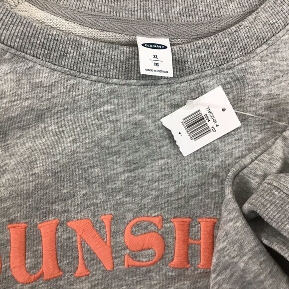 Boxy 𝅺RETRO crop Short sleeves fleece sweater summer Old Navy graphic yellow XL - Picture 4 of 9